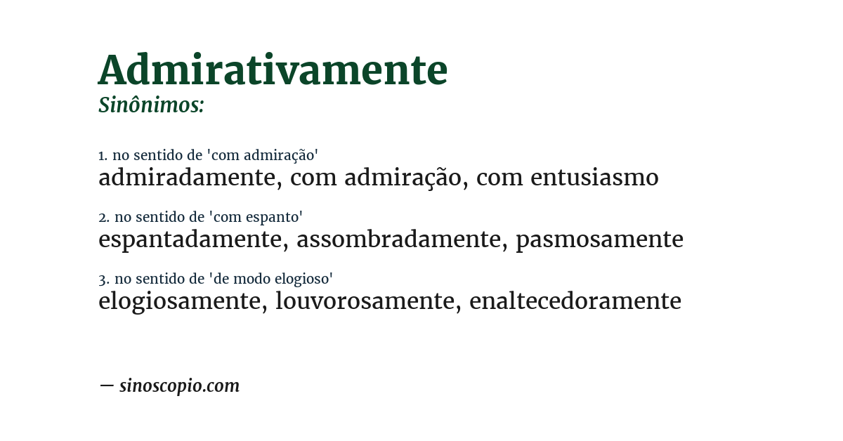 Sinônimo de admirativamente