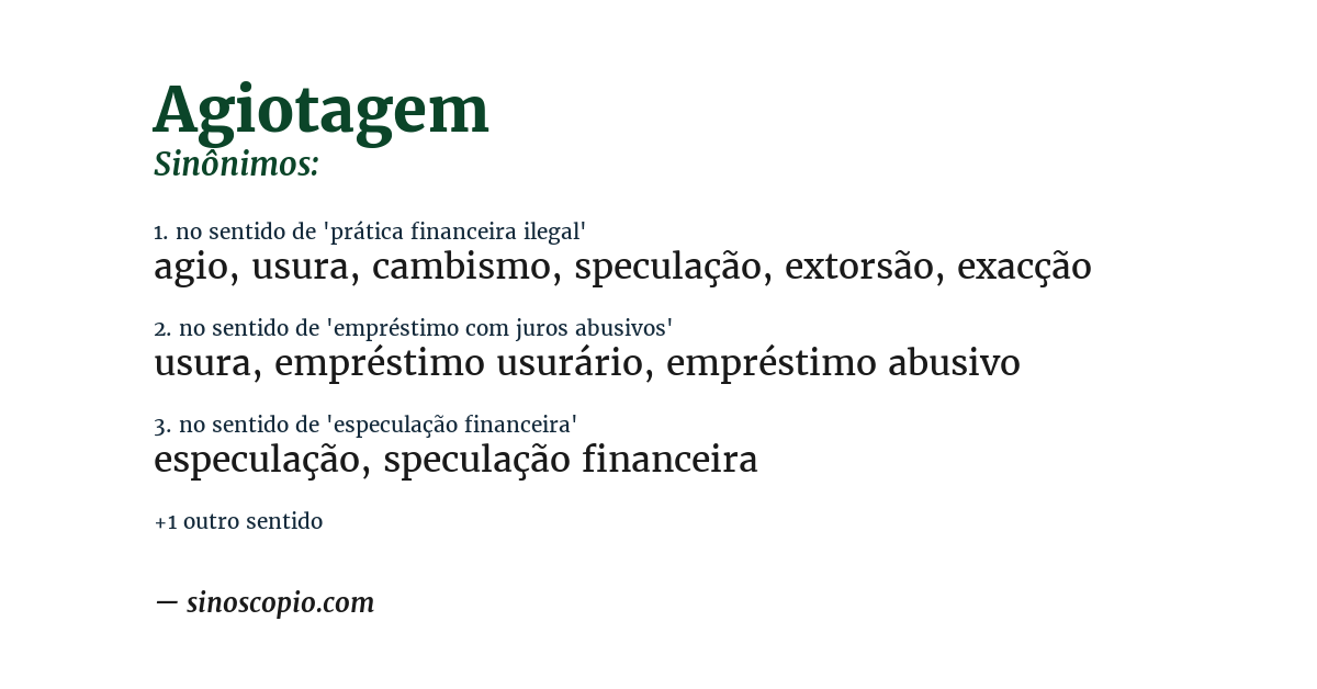 Sinônimo de agiotagem