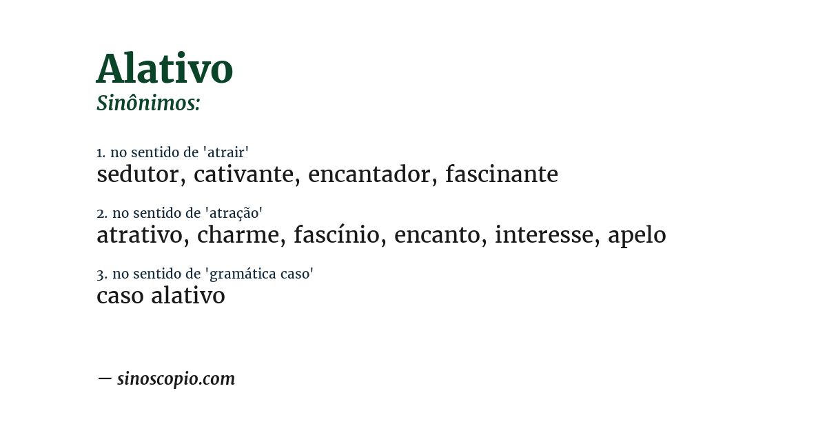 Sinônimo de alativo