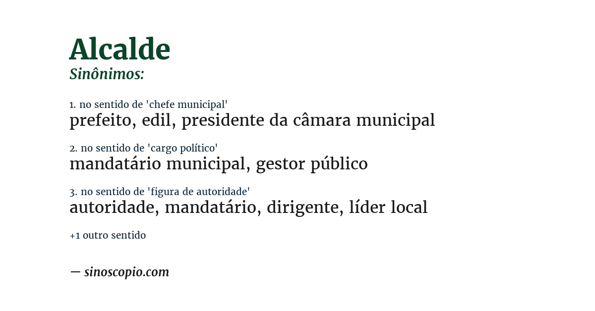 Sinônimo de alcalde