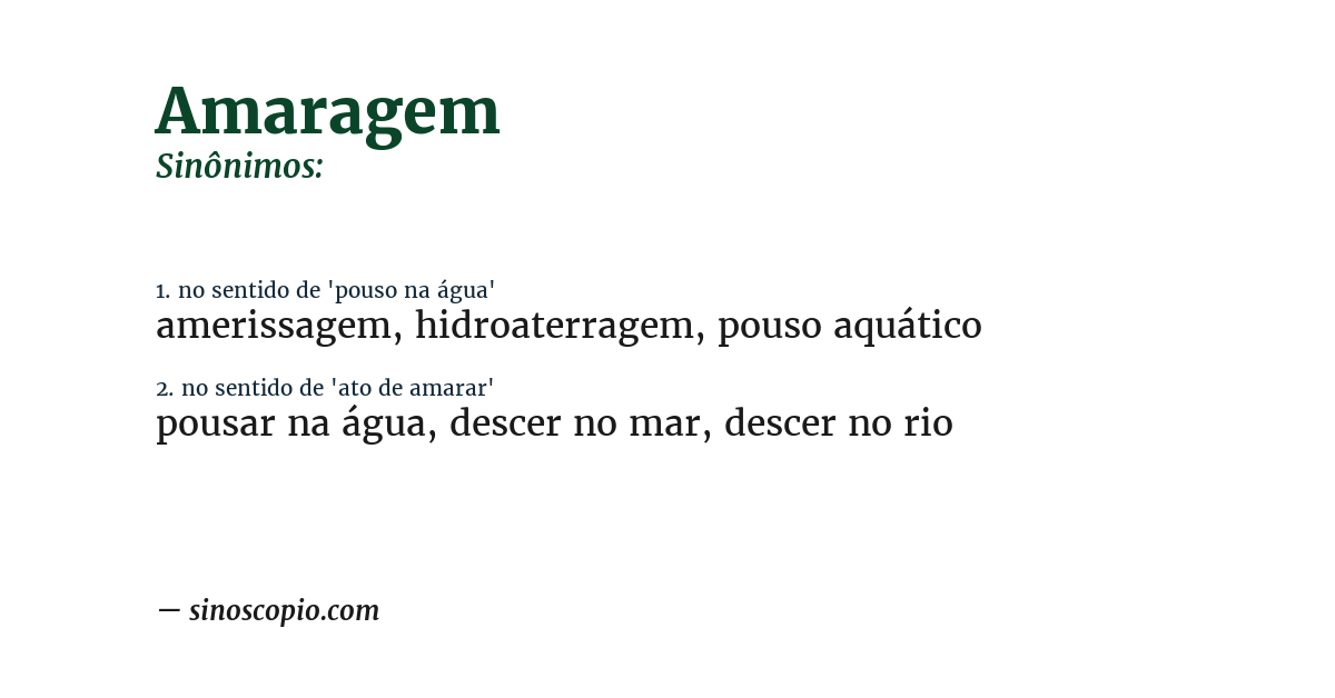 Sinônimo de amaragem