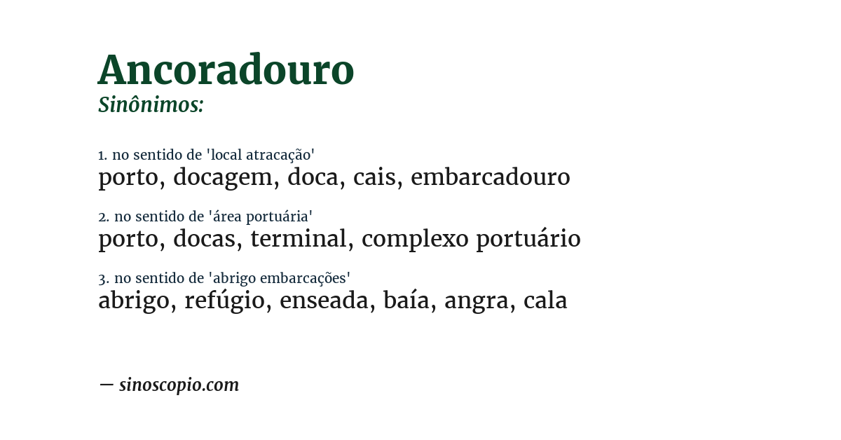 Sinônimo de ancoradouro