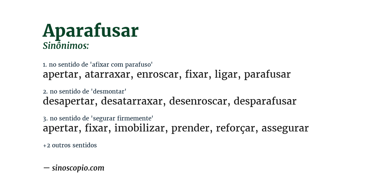 Sinônimo de aparafusar