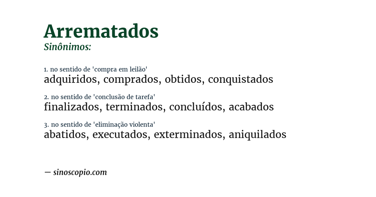 Sinônimo de arrematados