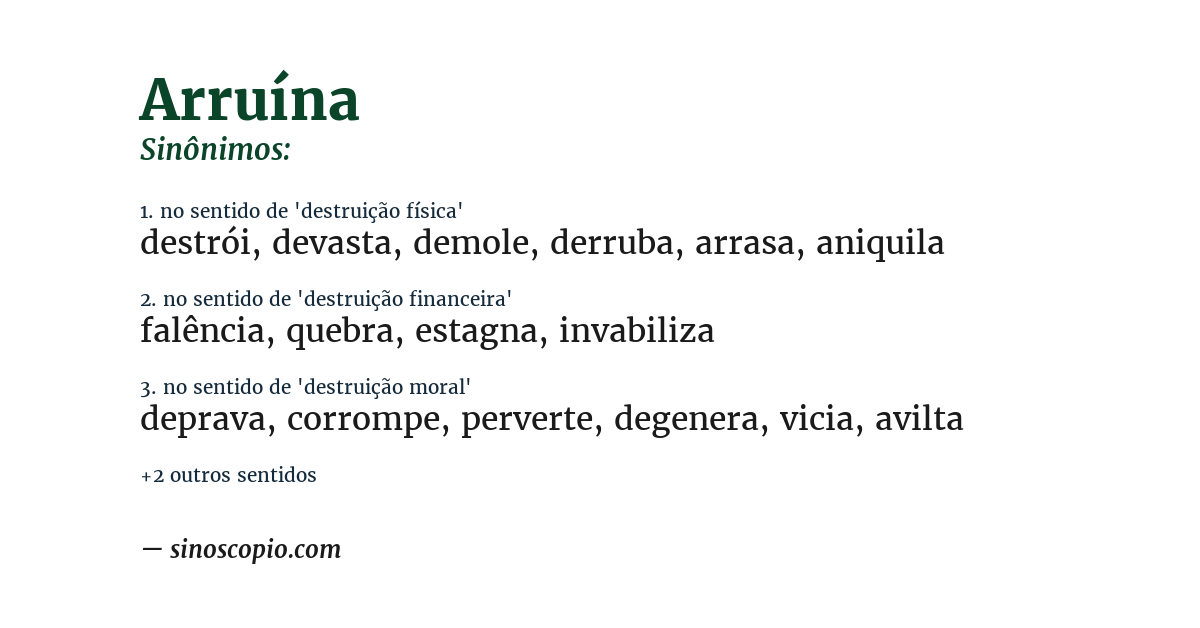 Sinônimo de arruína