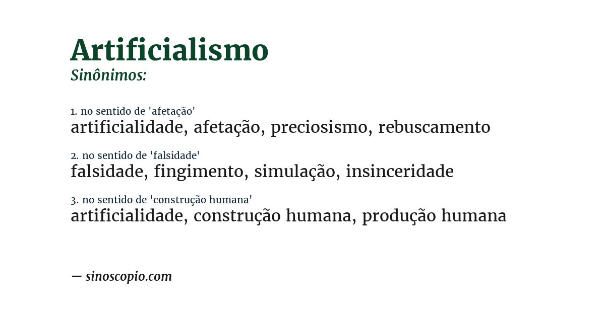Sinônimo de artificialismo