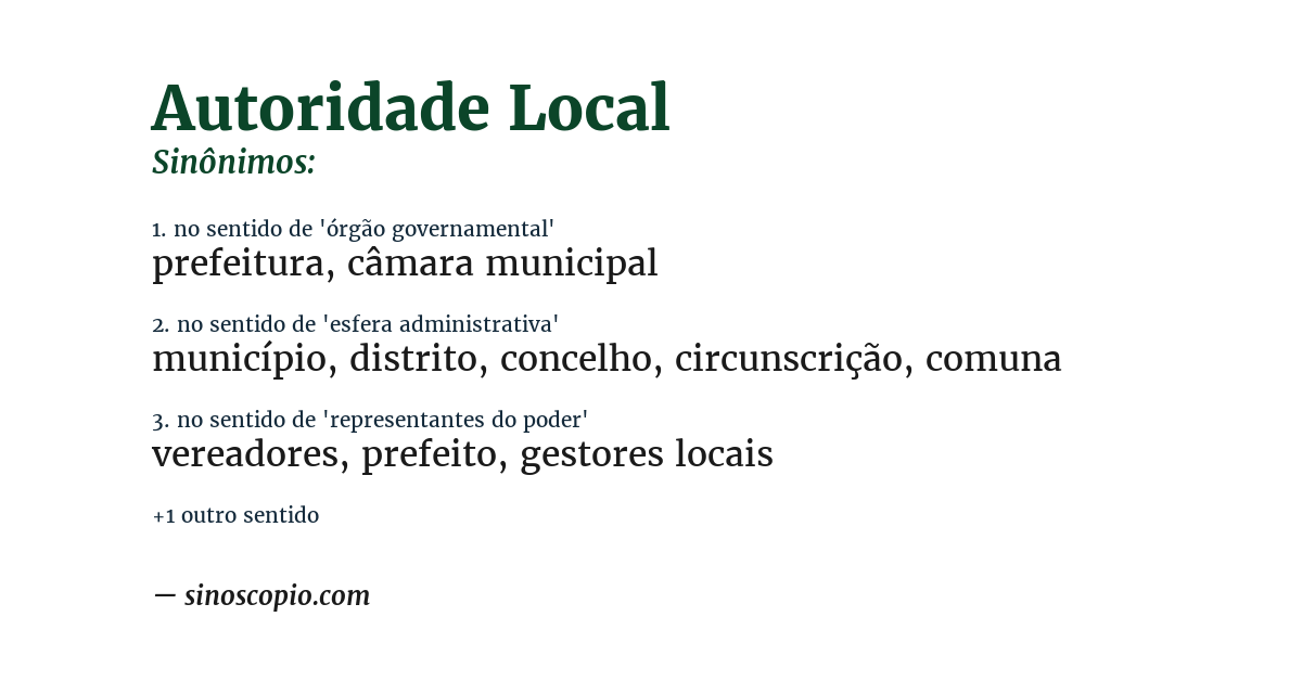 Sinônimo de autoridade local