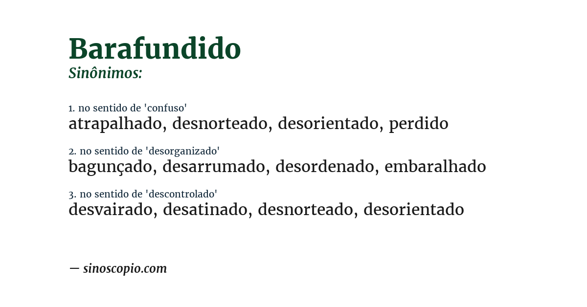 Sinônimo de barafundido