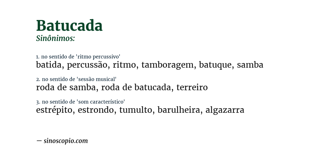 Sinônimo de batucada