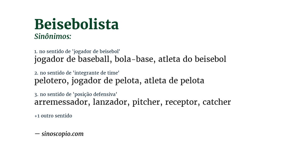 Sinônimo de beisebolista