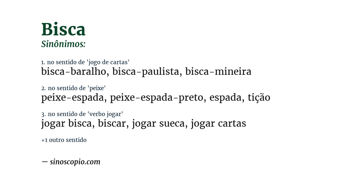 Sinônimo de bisca