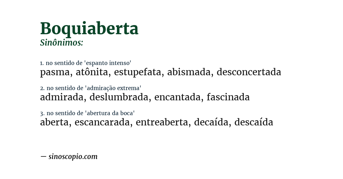 Sinônimo de boquiaberta