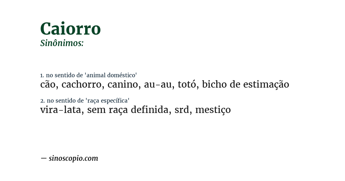 Sinônimo de caiorro