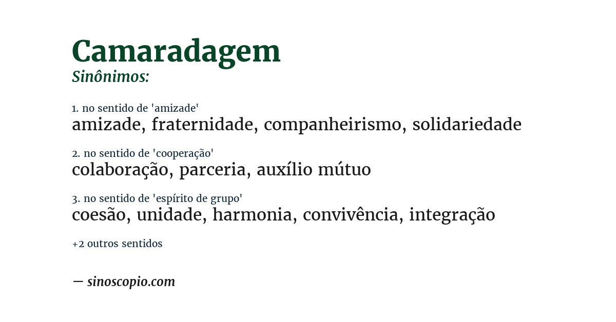 Sinônimo de camaradagem