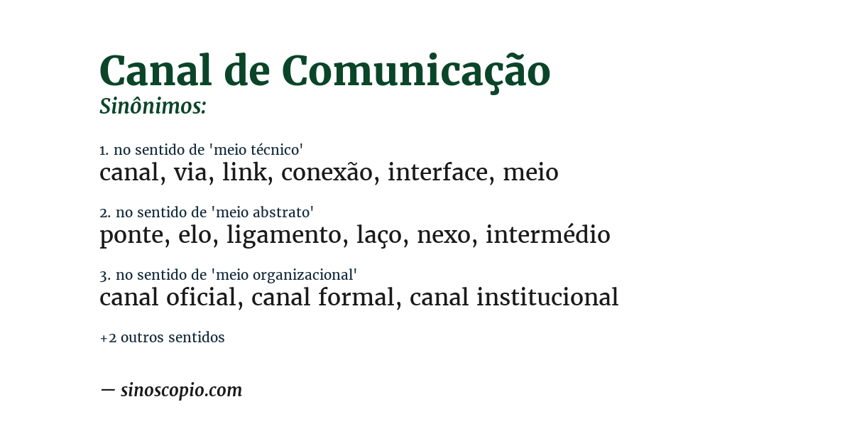 Sinônimo de canal de comunicação