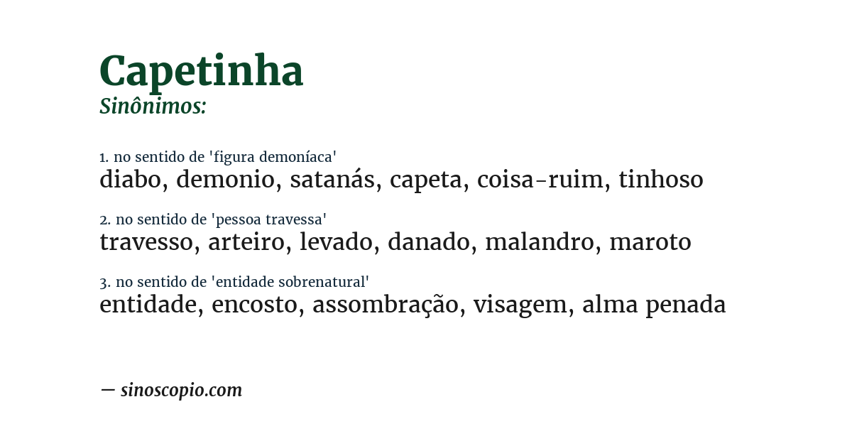 Sinônimo de capetinha