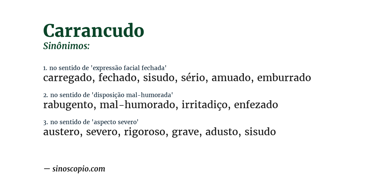 Sinônimo de carrancudo