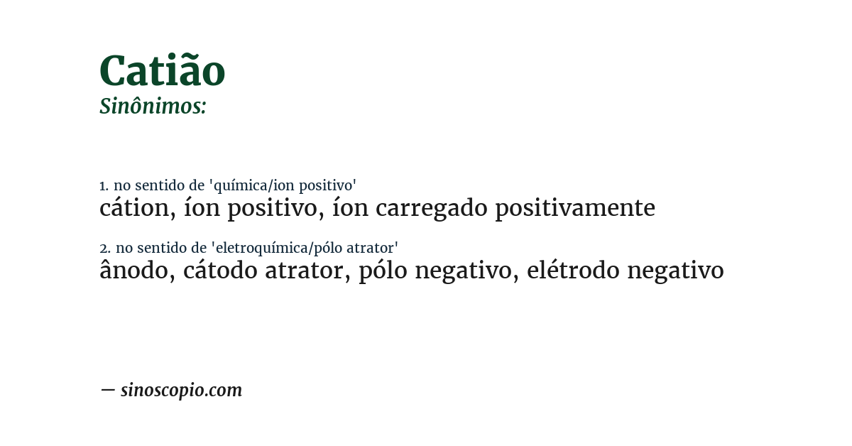 Sinônimo de catião