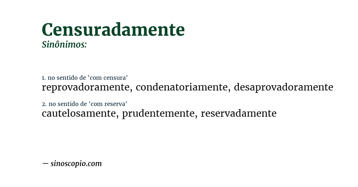 Sinônimo de censuradamente