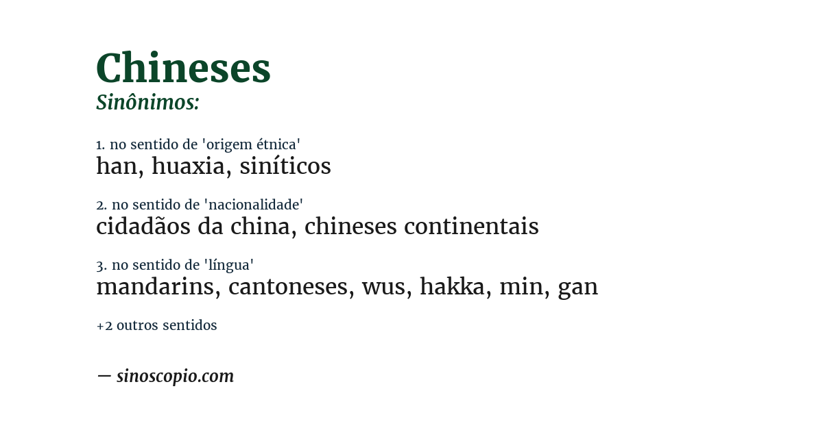 Sinônimo de chineses