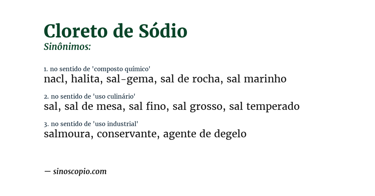 Sinônimo de cloreto de sódio