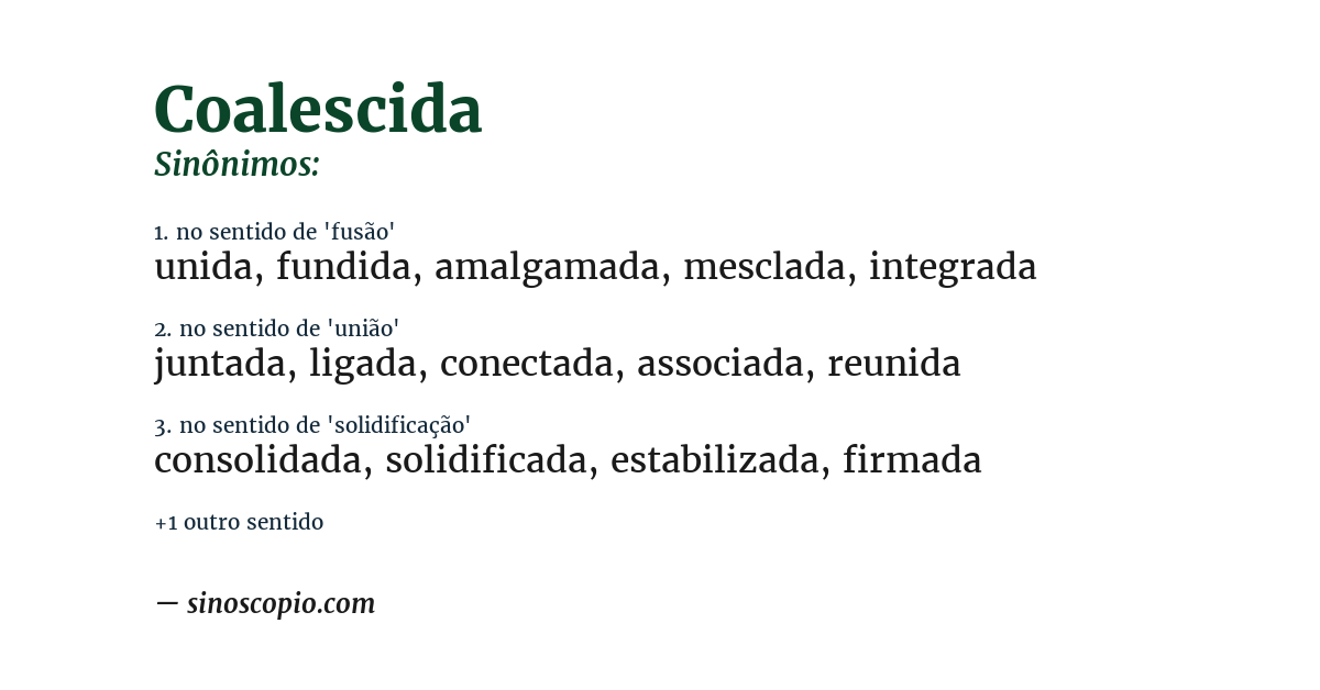 Sinônimo de coalescida
