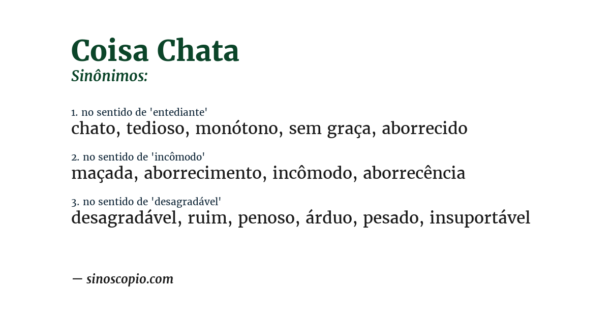 Sinônimo de coisa chata