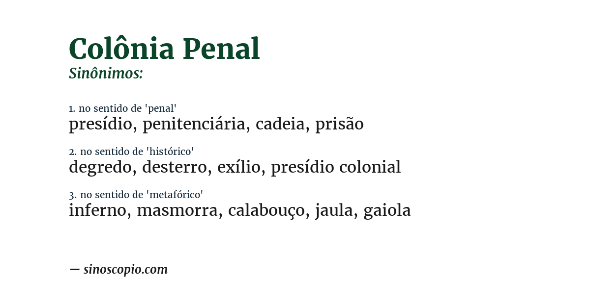 Sinônimo de colônia penal