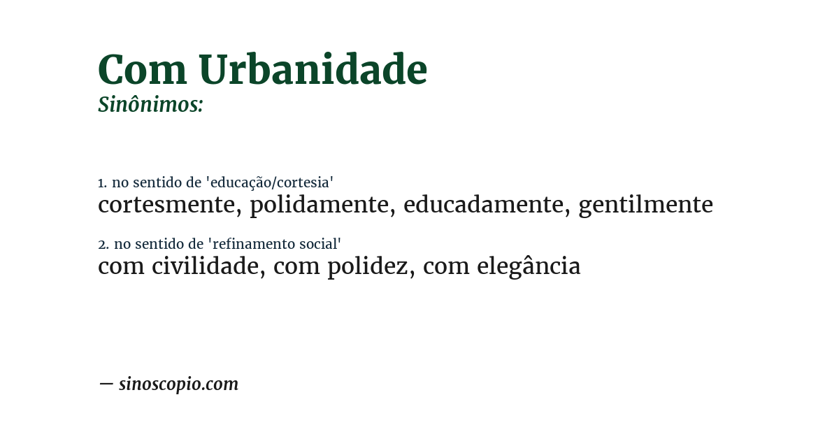 Sinônimo de com urbanidade