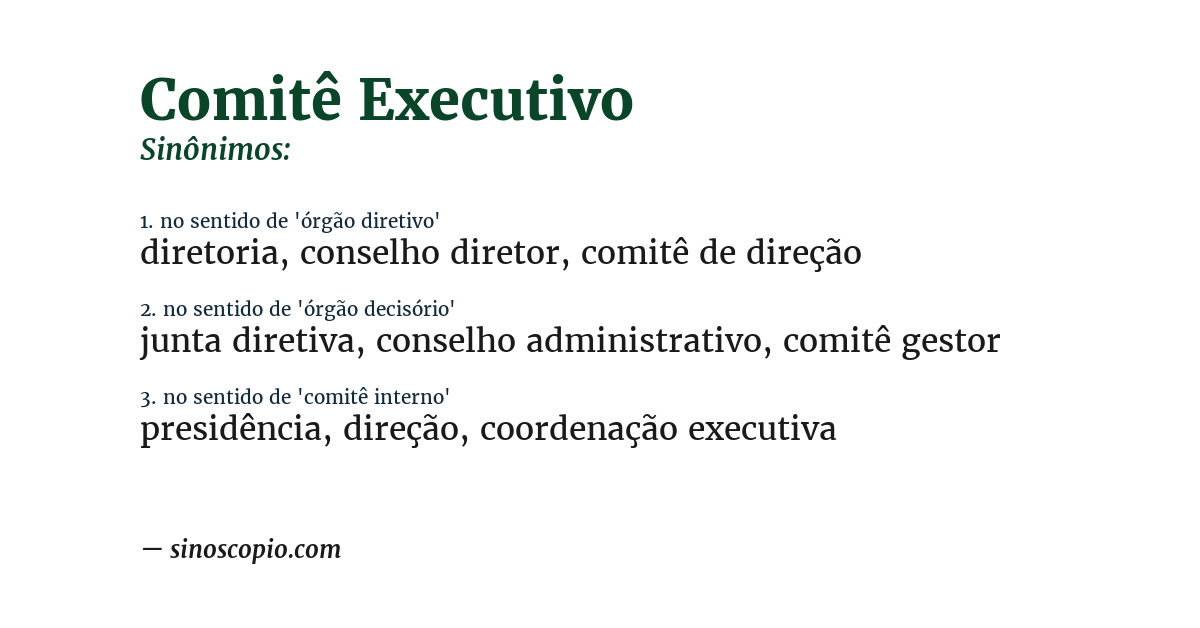 Sinônimo de comitê executivo