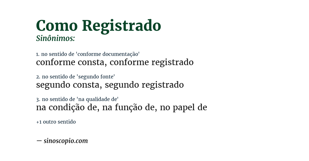 Sinônimo de como registrado