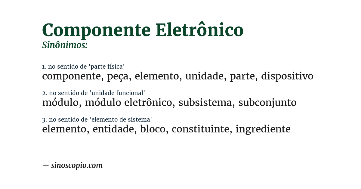 Sinônimo de componente eletrônico