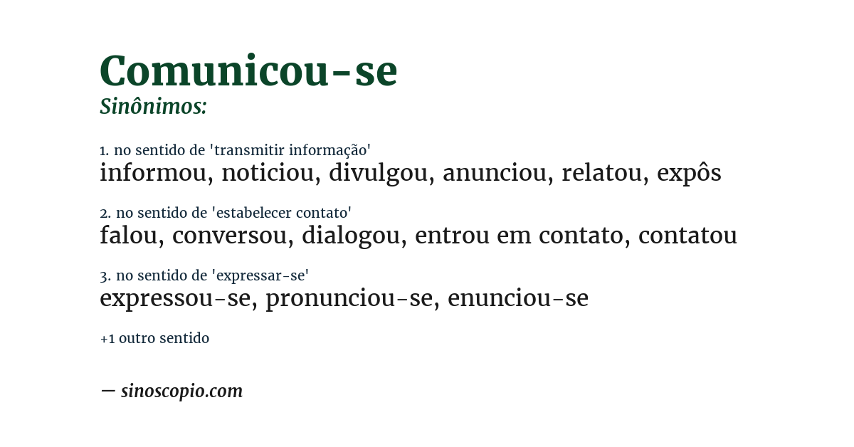 Sinônimo de comunicou-se