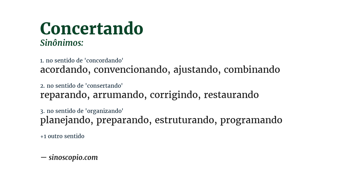 Sinônimo de concertando