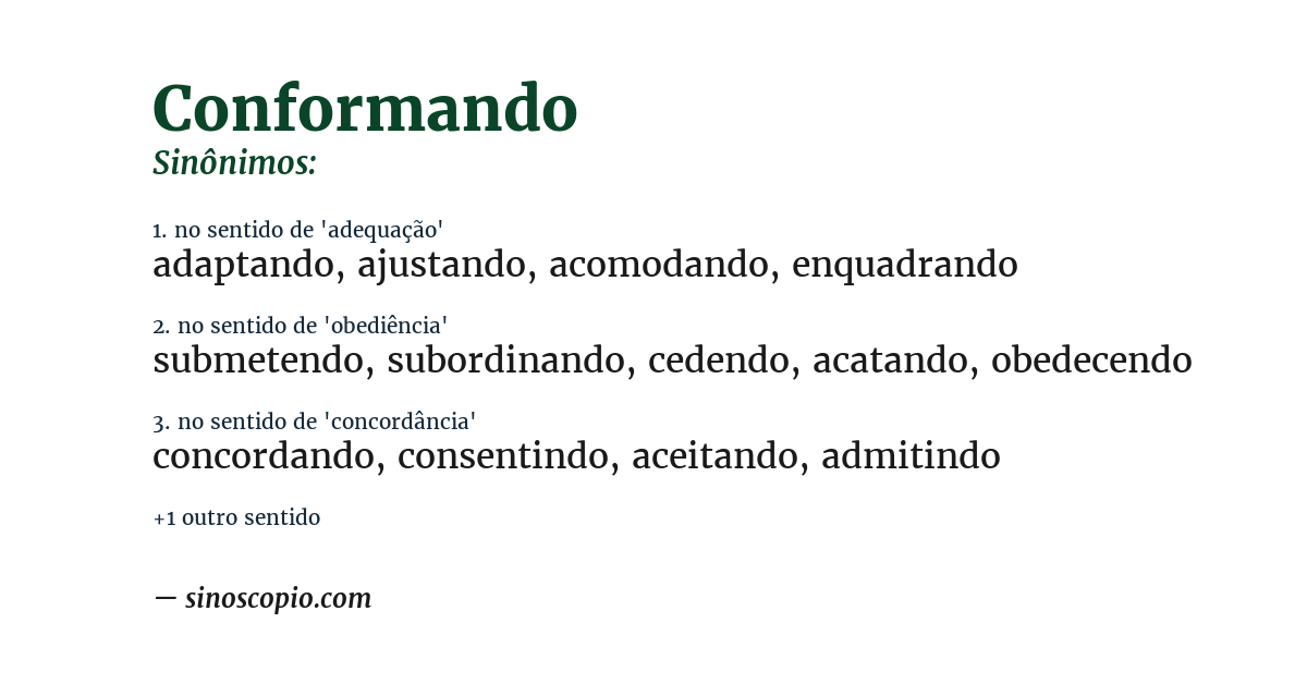 Sinônimo de conformando
