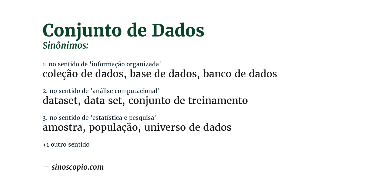 Sinônimo de conjunto de dados