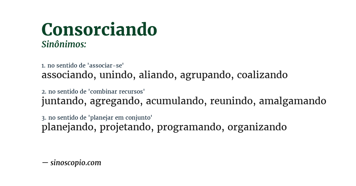 Sinônimo de consorciando
