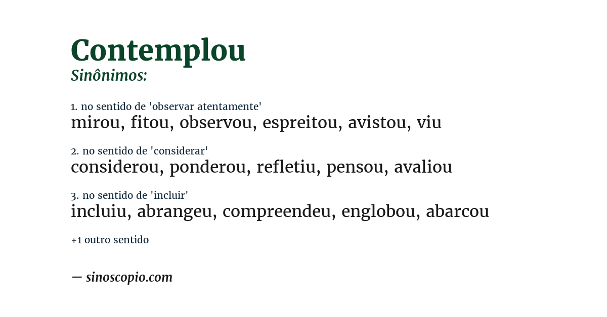 Sinônimo de contemplou