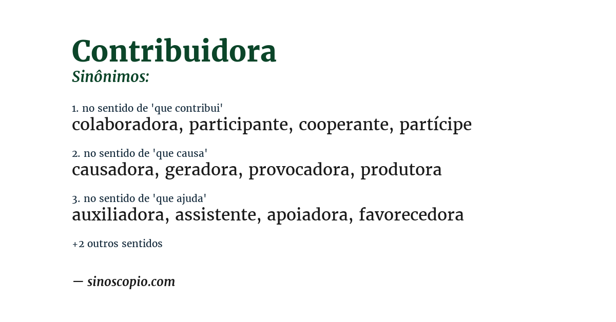 Sinônimo de contribuidora