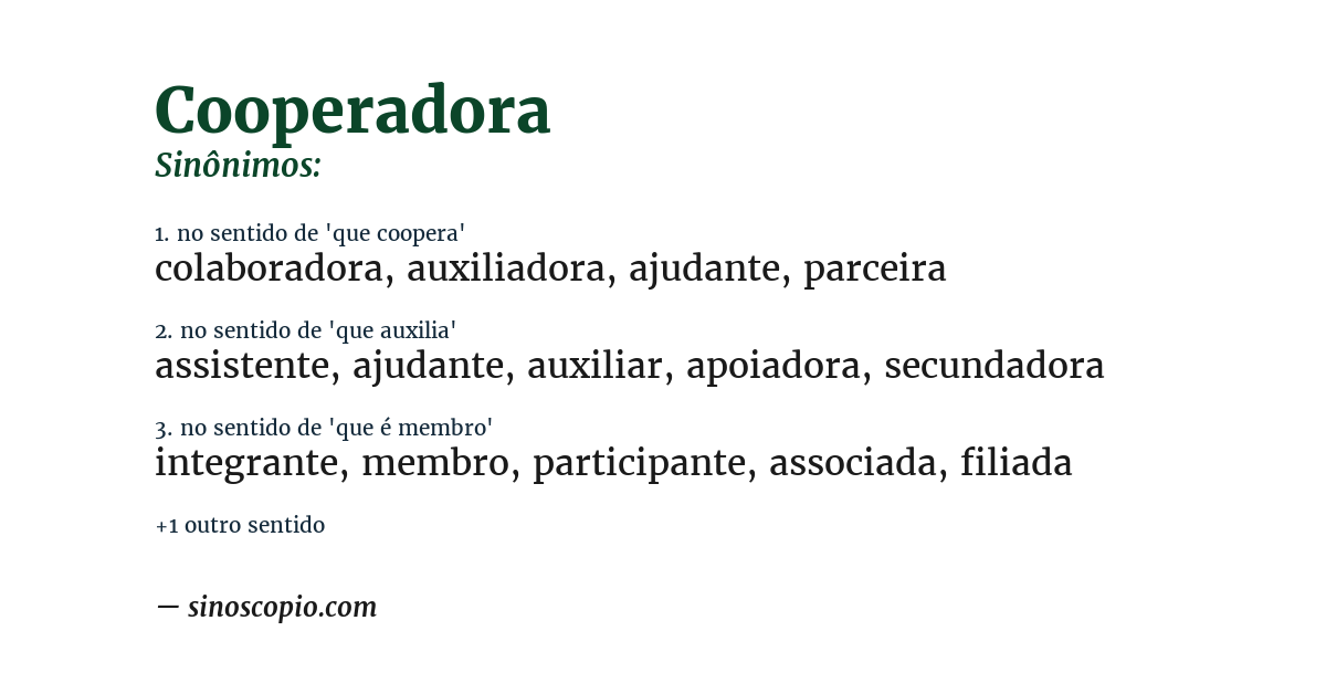Sinônimo de cooperadora