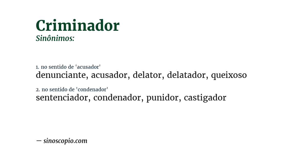 Sinônimo de criminador