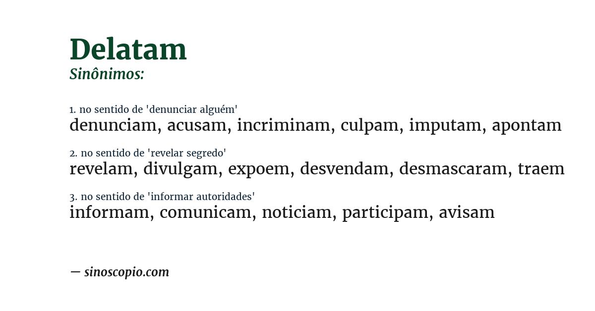 Sinônimo de delatam