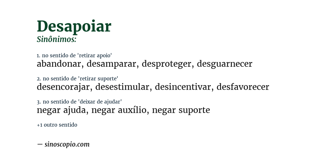 Sinônimo de desapoiar
