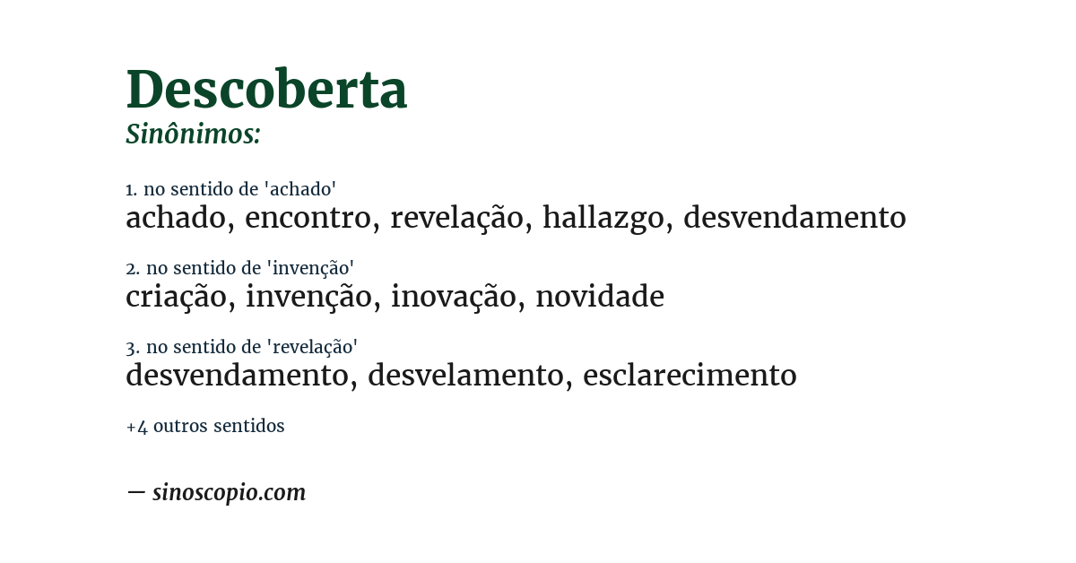 Sinônimo de descoberta