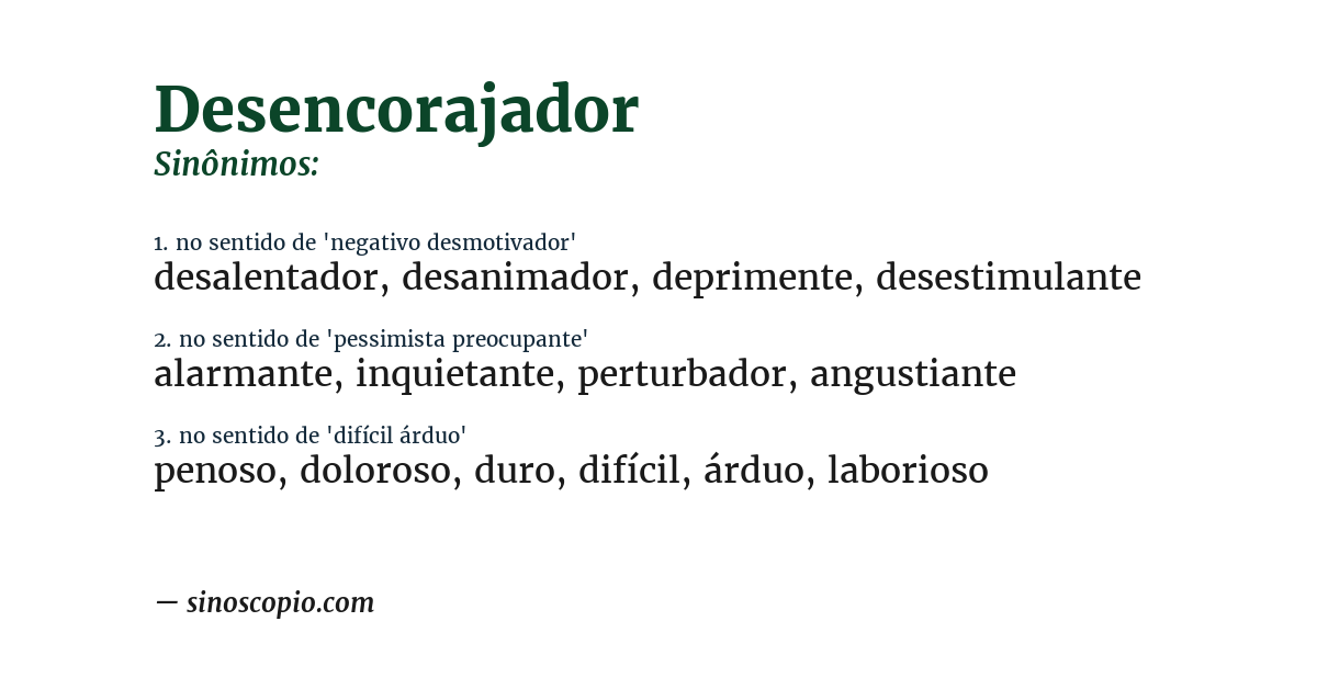 Sinônimo de desencorajador