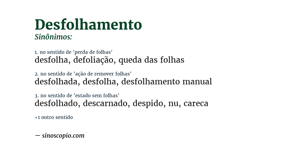 Sinônimo de desfolhamento