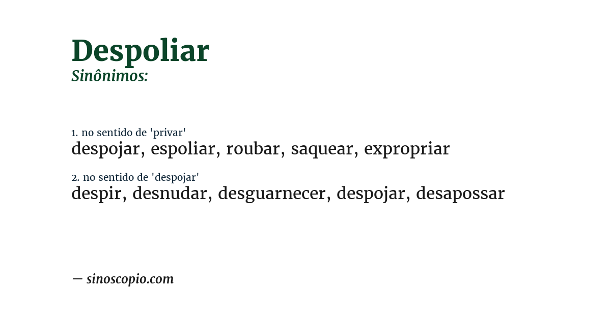 Sinônimo de despoliar