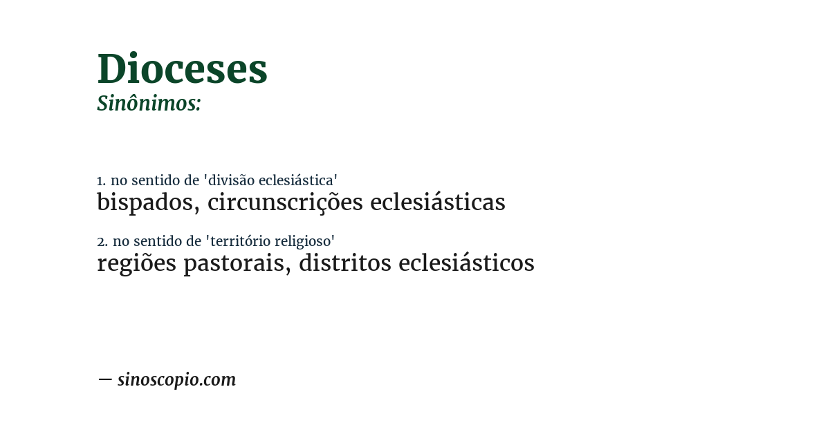 Sinônimo de dioceses