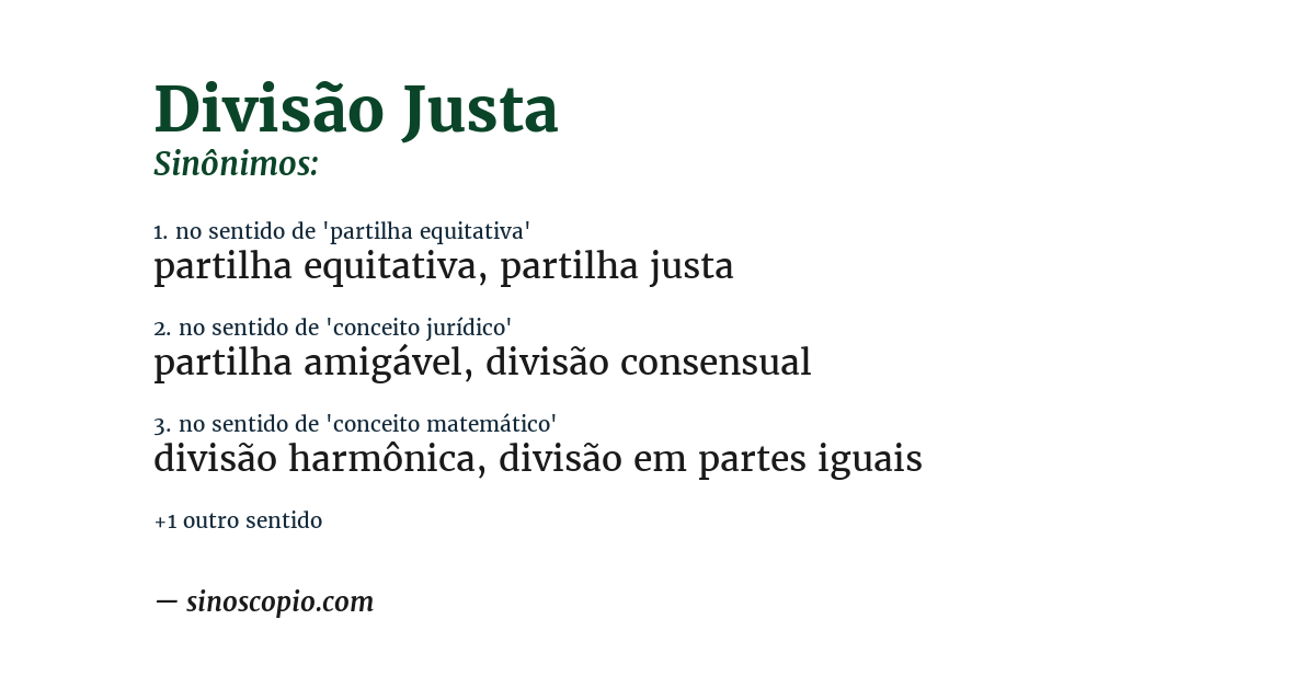 Sinônimo de divisão justa