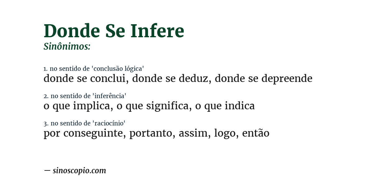 Sinônimo de donde se infere